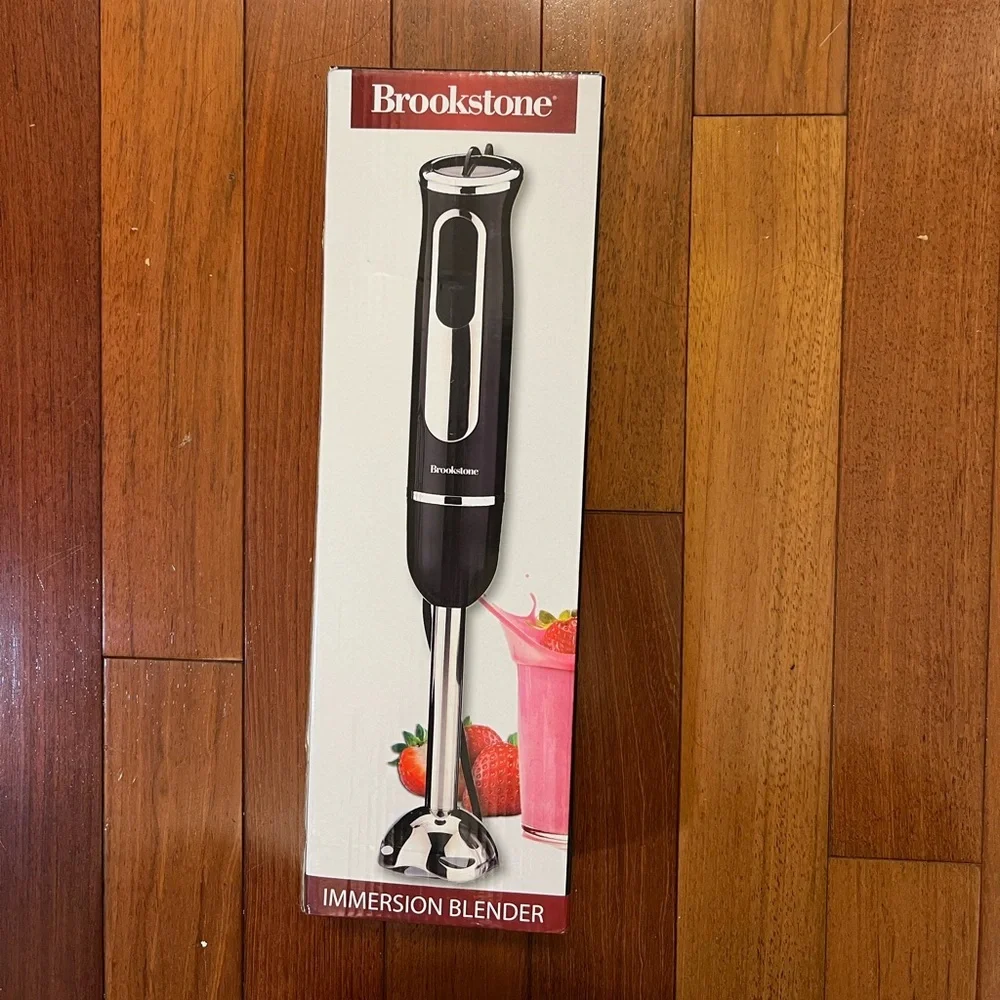 NIB Brookstone 500W Immersion Blender Stainless Steel Blades